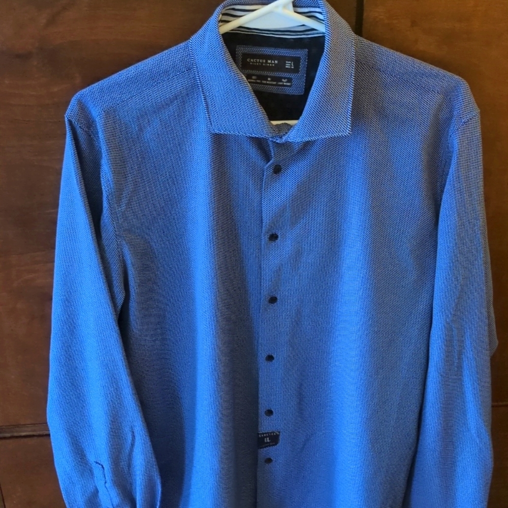 Cactus Man by Ricky Singh Shirt / Blue Button Down Top